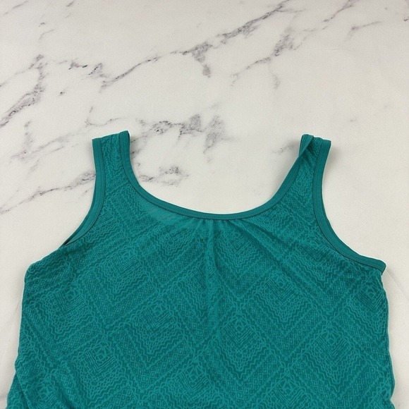Prana Blouson Sundress Size S Teal Green Burnout Overlay Geometric Sleeveless - Picture 2 of 10